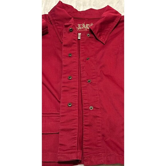 Women's LAL Live A Little Brand Red Collared Jacket Cotton Blend Size PXL - Picture 4 of 16
